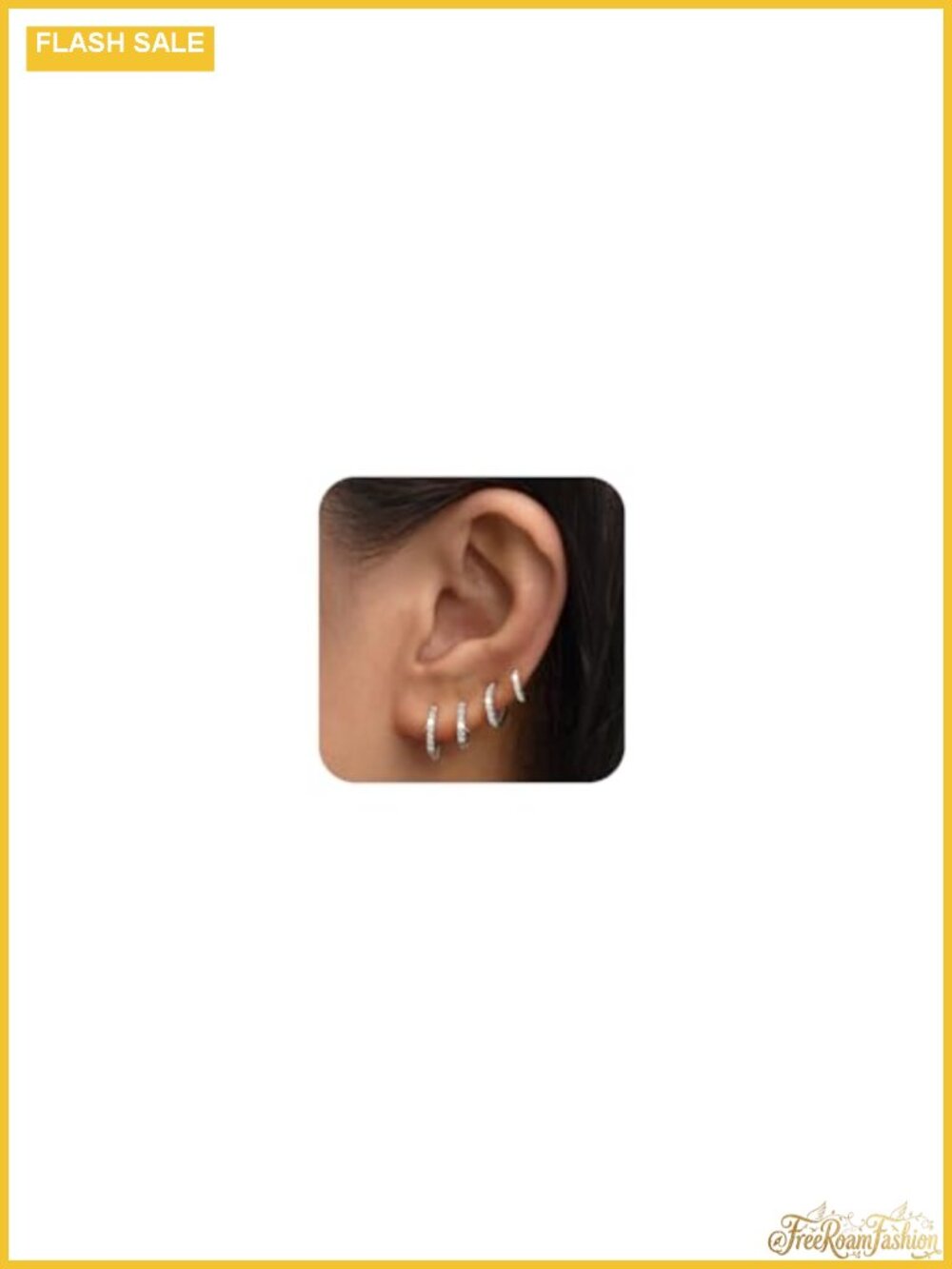 Sterling Silver Plated Cubic Zirconia Small Hoop Earrings Set 4 Pairs